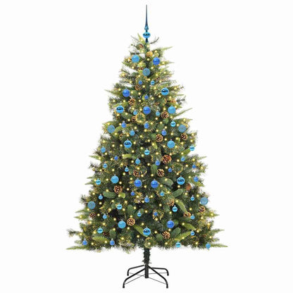 vidaXL Artificial Hinged Christmas Tree with Cones Green 210 cm 3