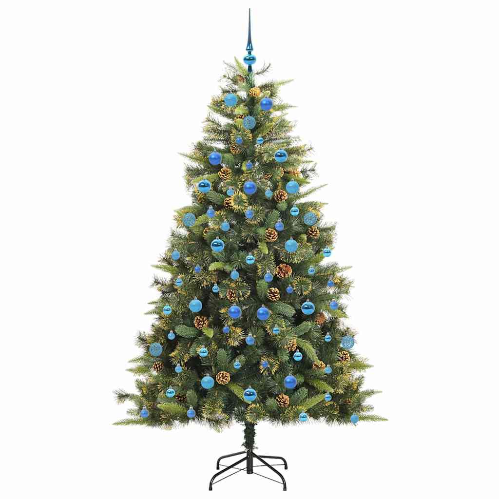 vidaXL Artificial Hinged Christmas Tree with Cones Green 210 cm 4
