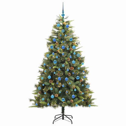 vidaXL Artificial Hinged Christmas Tree with Cones Green 210 cm 4