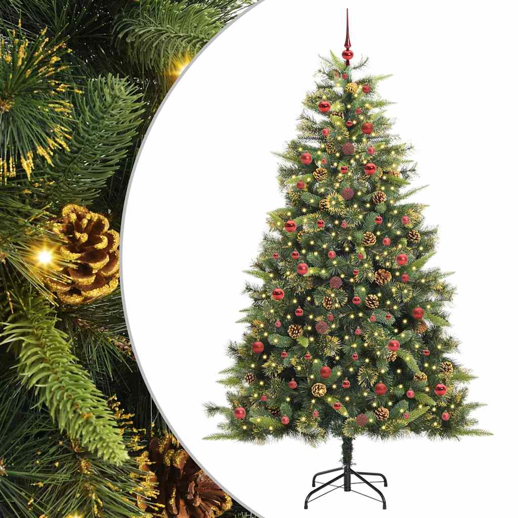 vidaXL Artificial Hinged Christmas Tree with Cones Green 240 cm 2