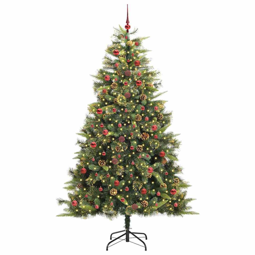 vidaXL Artificial Hinged Christmas Tree with Cones Green 240 cm 3