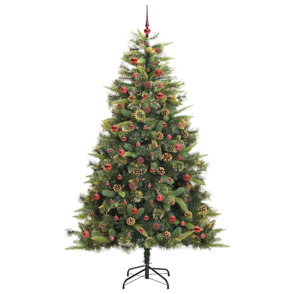 vidaXL Artificial Hinged Christmas Tree with Cones Green 240 cm 4
