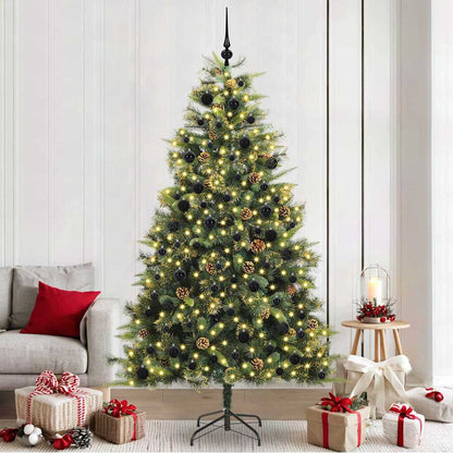 vidaXL Artificial Hinged Christmas Tree with Cones Green 240 cm 1