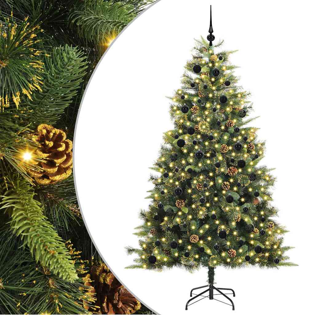 vidaXL Artificial Hinged Christmas Tree with Cones Green 240 cm 2