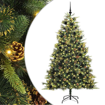 vidaXL Artificial Hinged Christmas Tree with Cones Green 240 cm 2