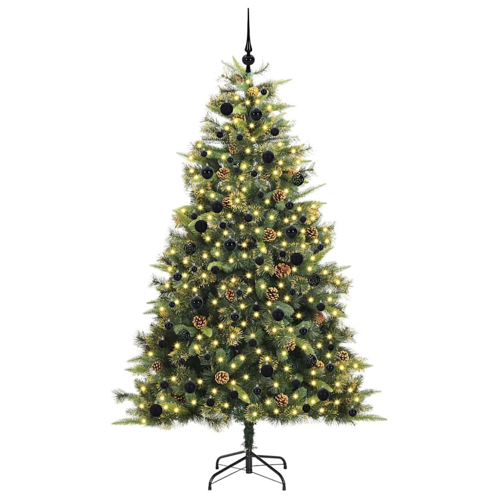 vidaXL Artificial Hinged Christmas Tree with Cones Green 240 cm 3