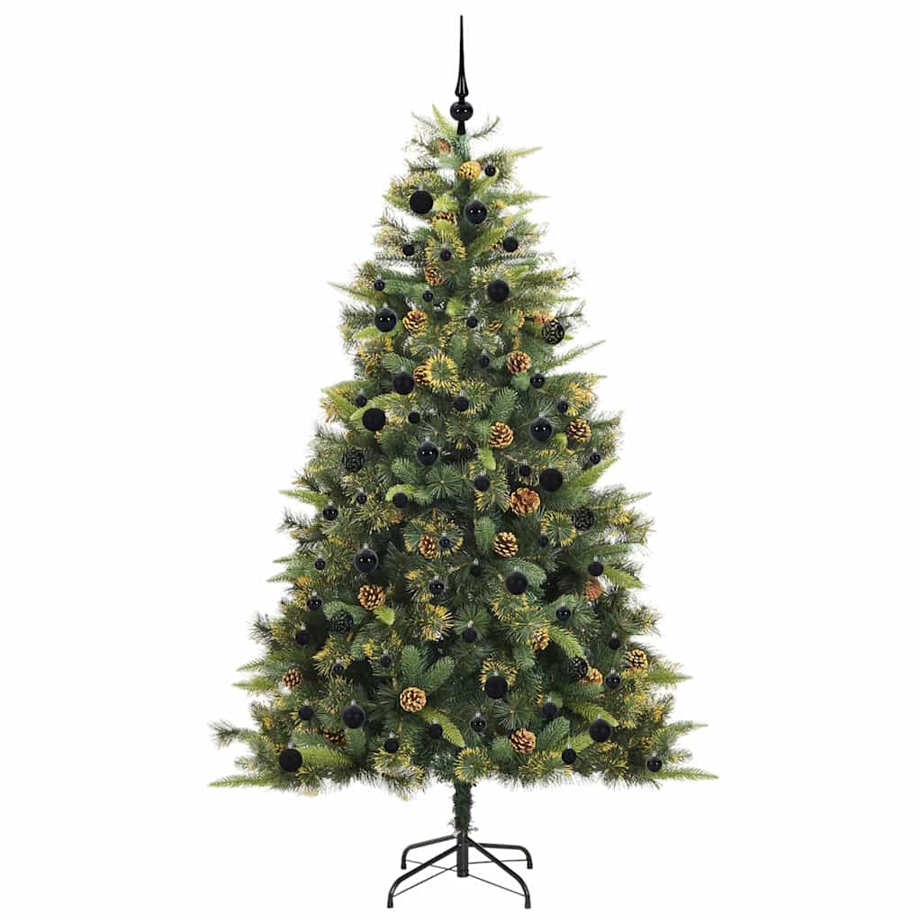 vidaXL Artificial Hinged Christmas Tree with Cones Green 240 cm 4