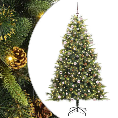 vidaXL Artificial Hinged Christmas Tree with Cones 300 LEDs Warm White 2
