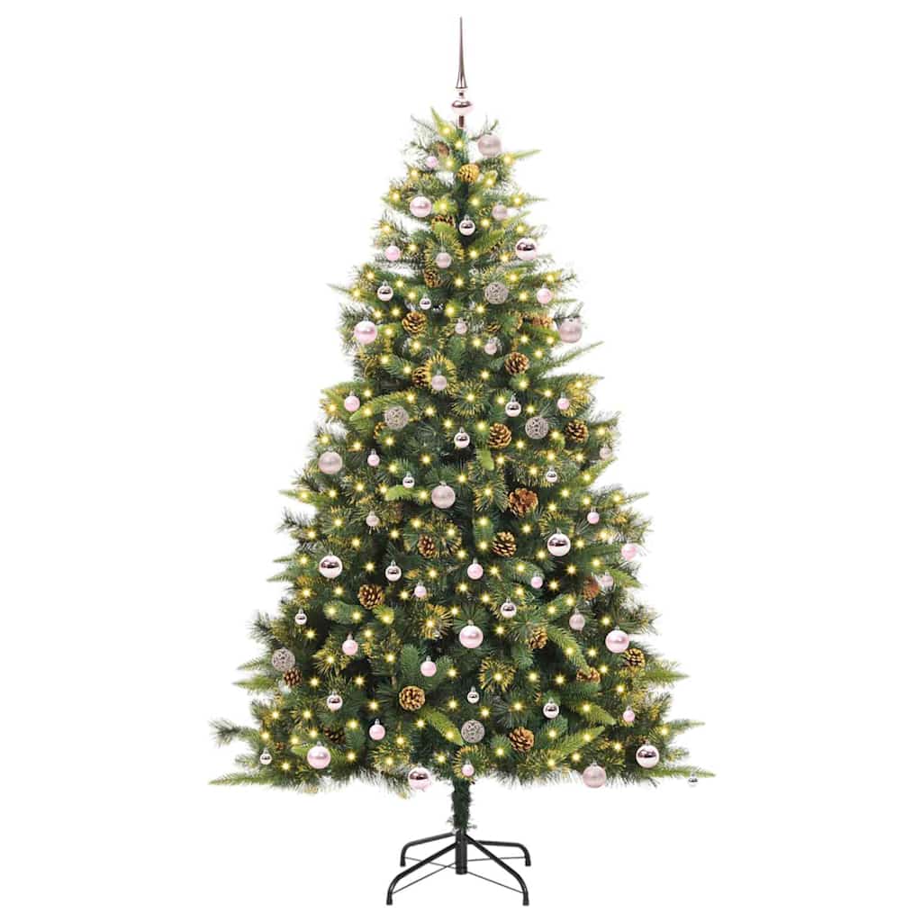 vidaXL Artificial Hinged Christmas Tree with Cones 300 LEDs Warm White 3