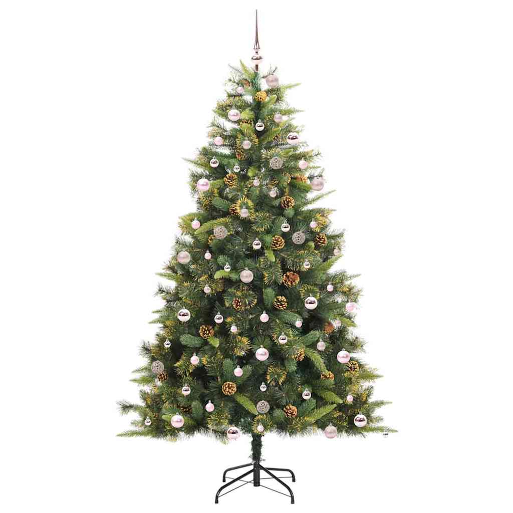 vidaXL Artificial Hinged Christmas Tree with Cones 300 LEDs Warm White 4