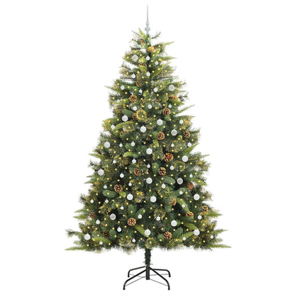 vidaXL Artificial Hinged Christmas Tree with Cones Green 240 cm 3