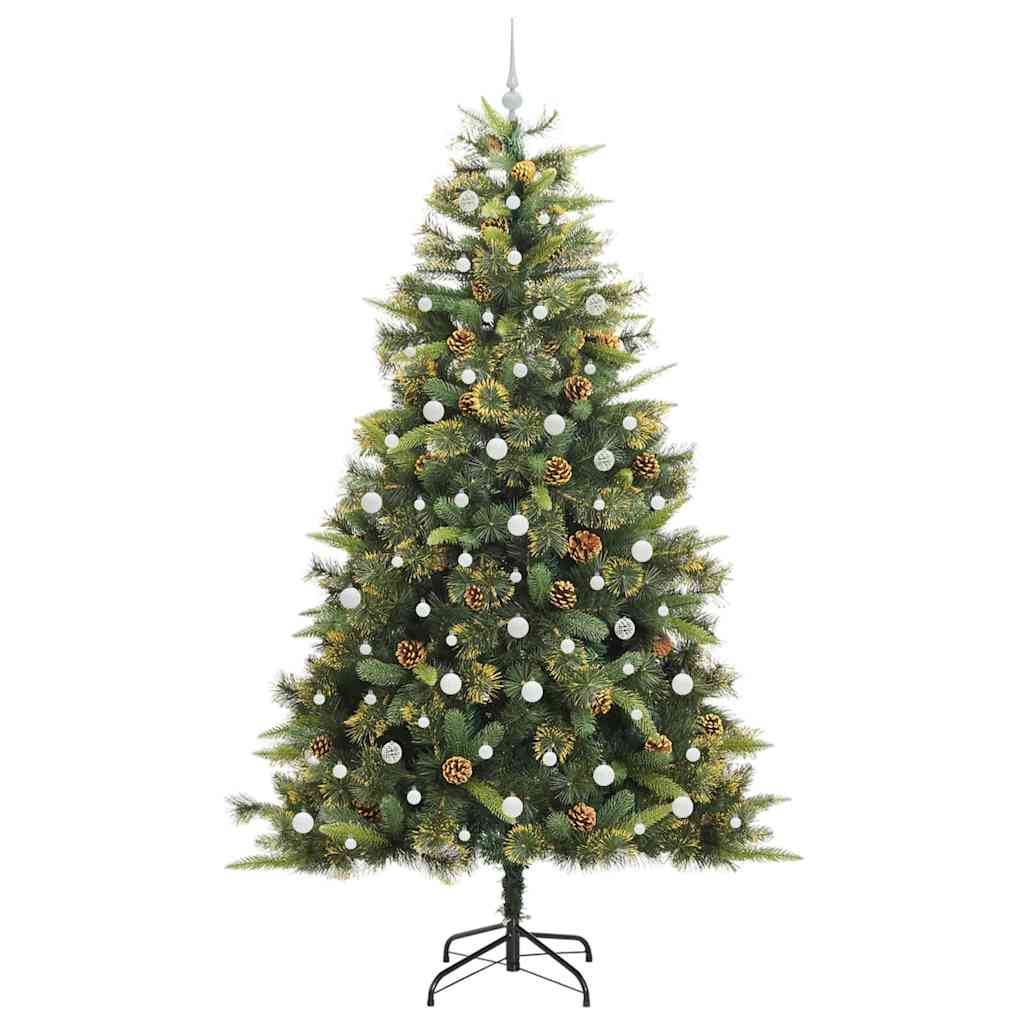 vidaXL Artificial Hinged Christmas Tree with Cones Green 240 cm 4