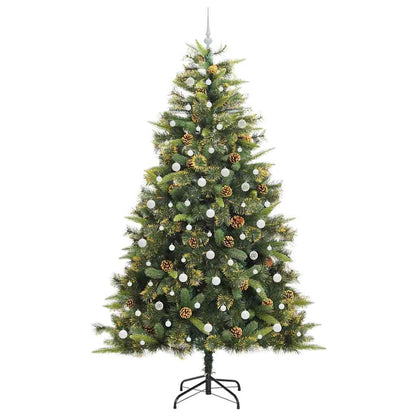 vidaXL Artificial Hinged Christmas Tree with Cones Green 240 cm 4