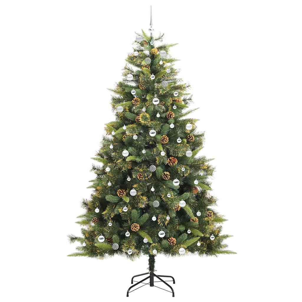 vidaXL Artificial Hinged Christmas Tree with Cones Green 240 cm 4