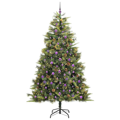 vidaXL Artificial Hinged Christmas Tree with Cones Green 240 cm 3