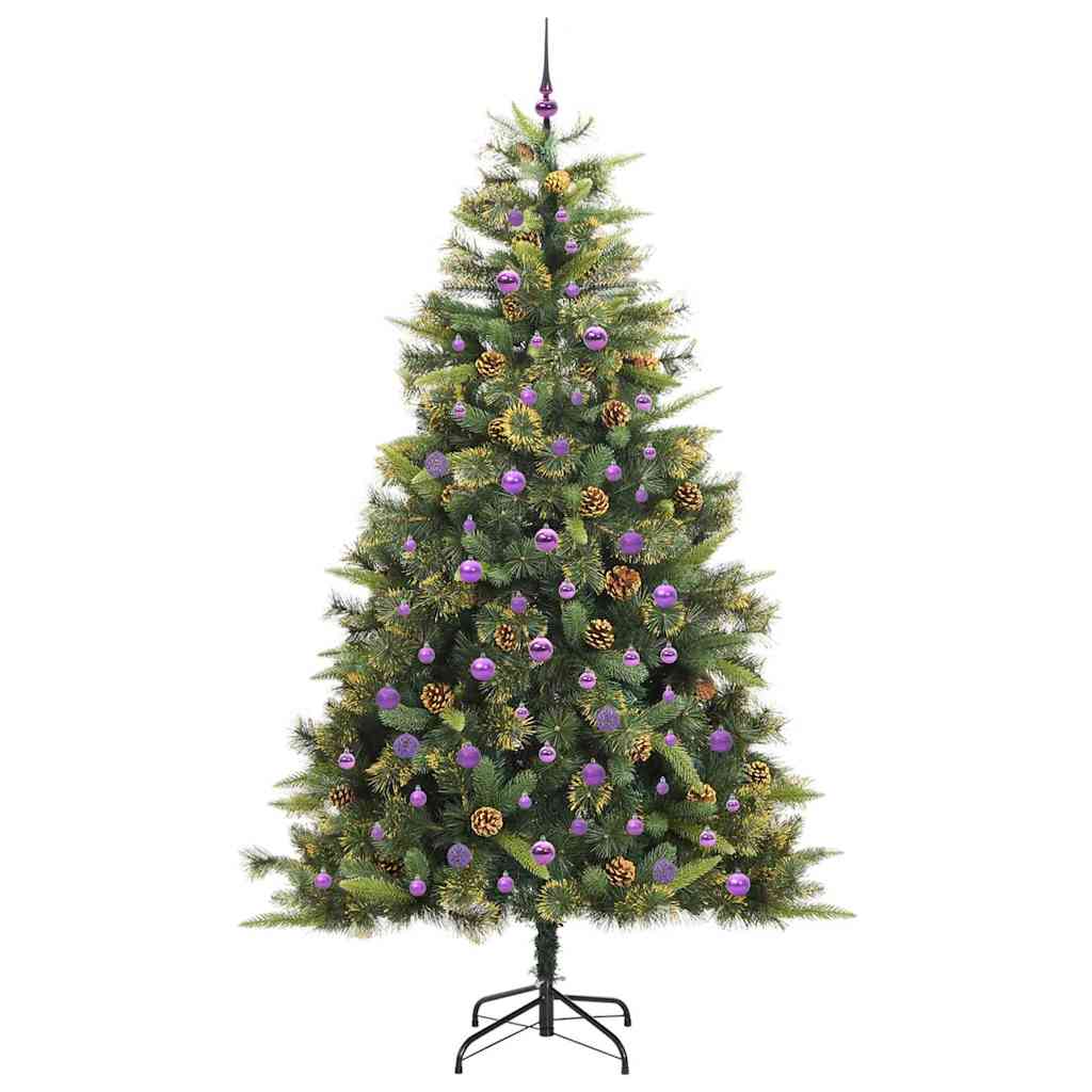 vidaXL Artificial Hinged Christmas Tree with Cones Green 240 cm 4