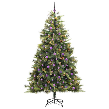 vidaXL Artificial Hinged Christmas Tree with Cones Green 240 cm 4