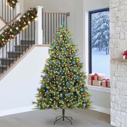 vidaXL Artificial Hinged Christmas Tree with Cones Green 240 cm 1