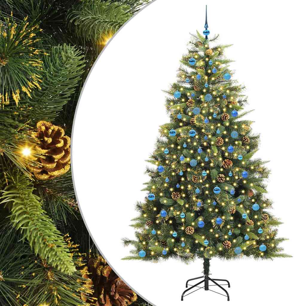 vidaXL Artificial Hinged Christmas Tree with Cones Green 240 cm 2