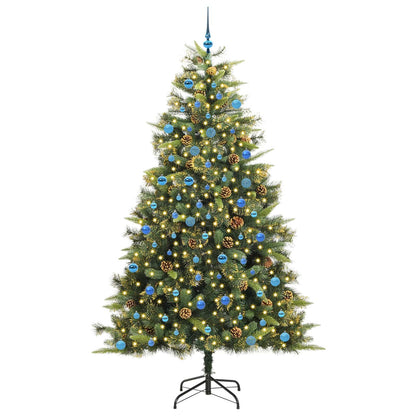 vidaXL Artificial Hinged Christmas Tree with Cones Green 240 cm 3