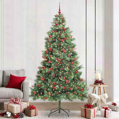 Artificial Christmas Tree 300 LEDs Warm White PVC and Metal 240 cm with LEDs&red balls