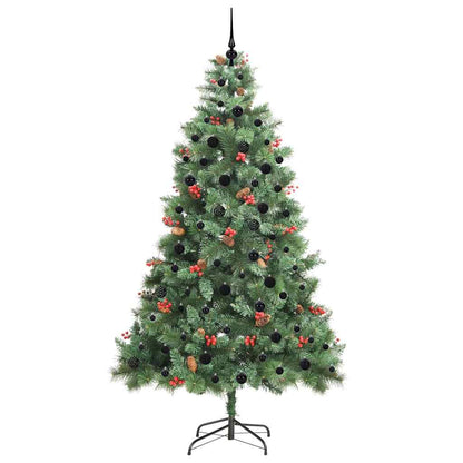 Artificial Christmas Tree 300 LEDs Warm White PVC and Metal 240 cm with LEDs&black balls