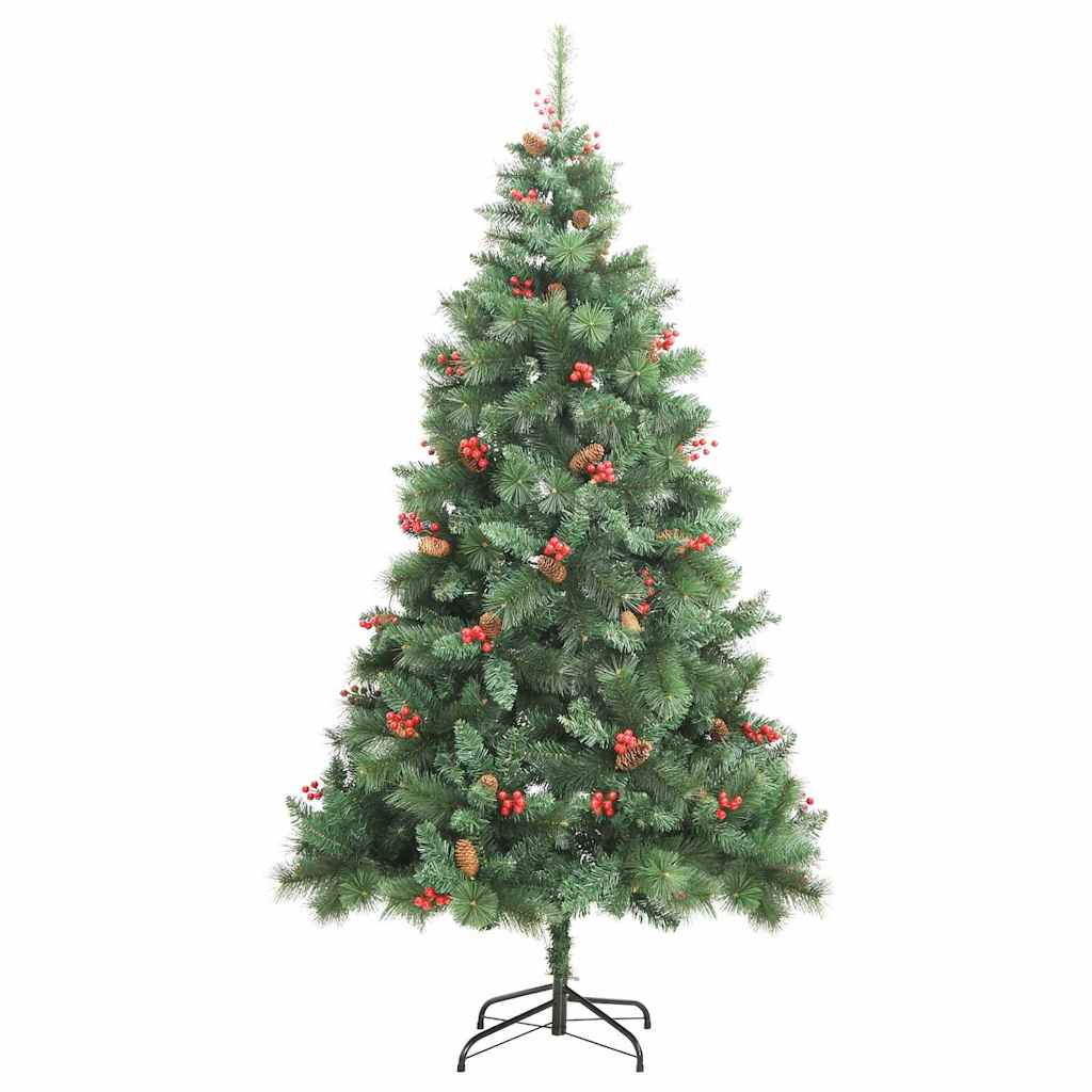 Artificial Christmas Tree 300 LEDs Warm White PVC and Metal 240 cm with LEDs&black balls