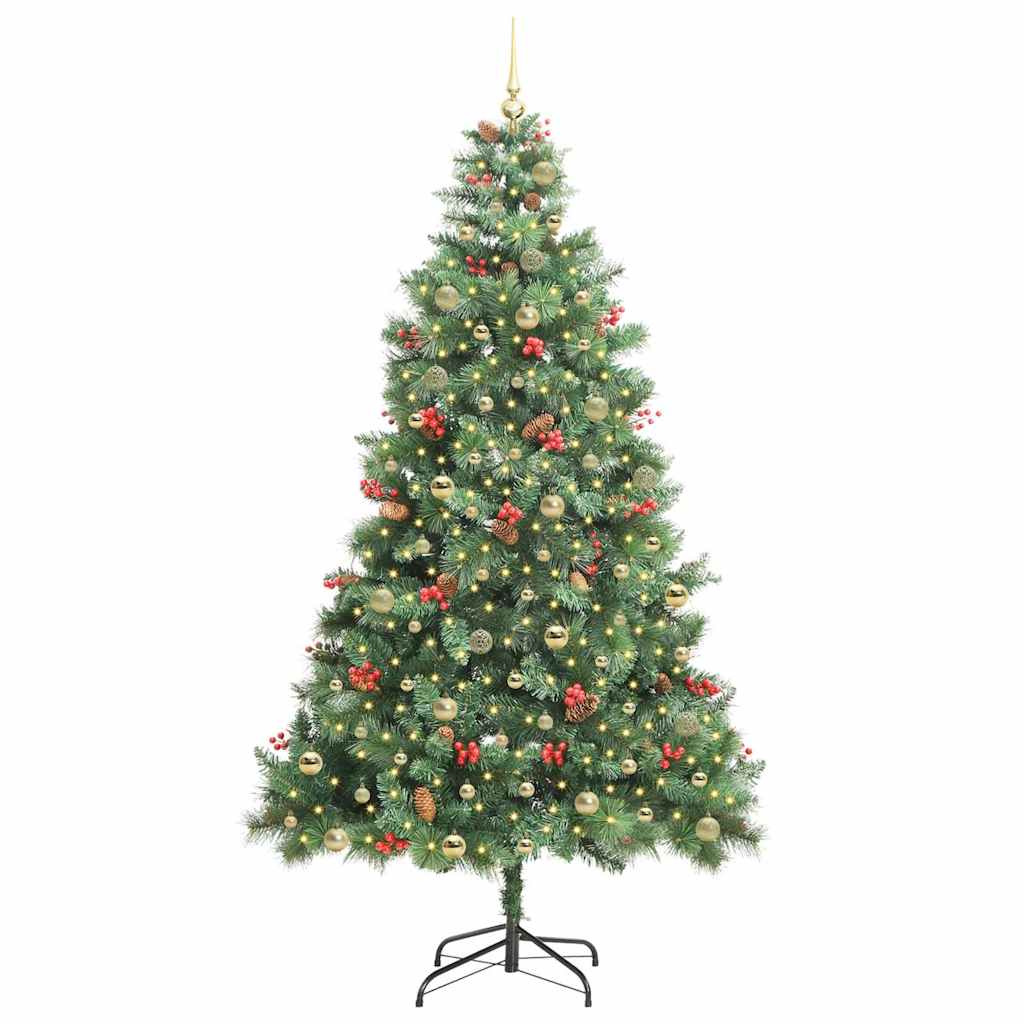 vidaXL Artificial Christmas Tree 300 LEDs Warm White PVC and Metal 3