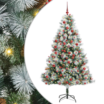 Artificial Christmas Tree Green and white 180 cm with LEDs&red balls