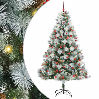 Artificial Christmas Tree Green and white 240 cm with LEDs&red balls