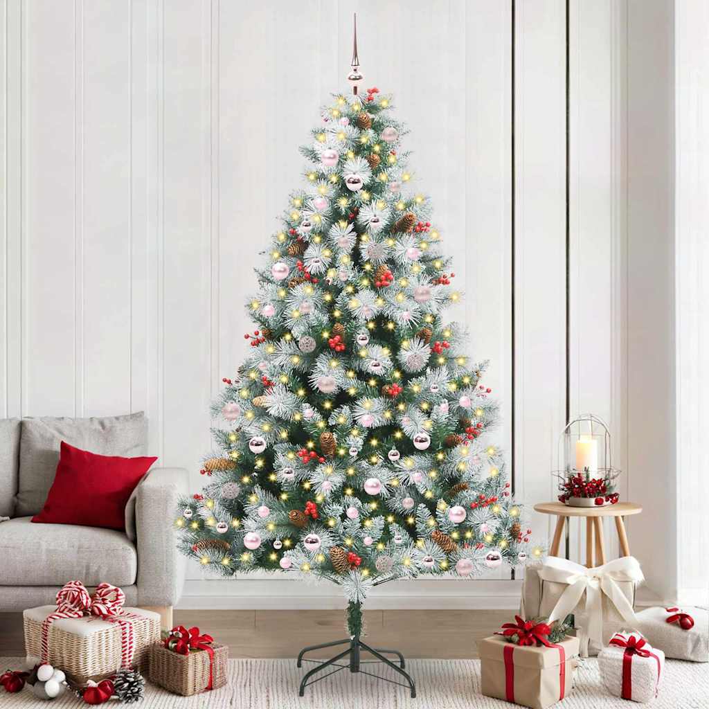 vidaXL Artificial Christmas Tree Green and white 240 cm 1