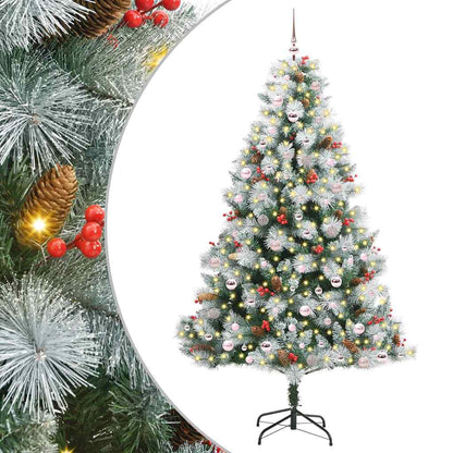 Artificial Christmas Tree Green and white 240 cm with LEDs&pink balls