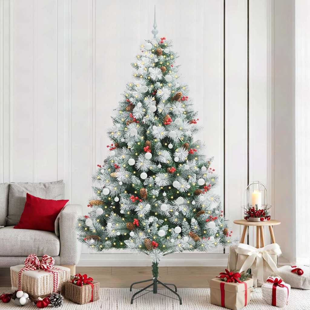 vidaXL Artificial Christmas Tree Green and white 240 cm 1
