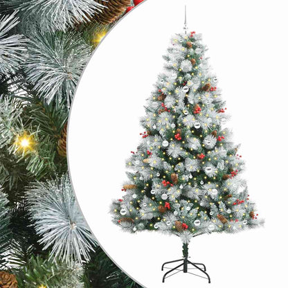 Artificial Christmas Tree Green and white 240 cm with LEDs&silver balls