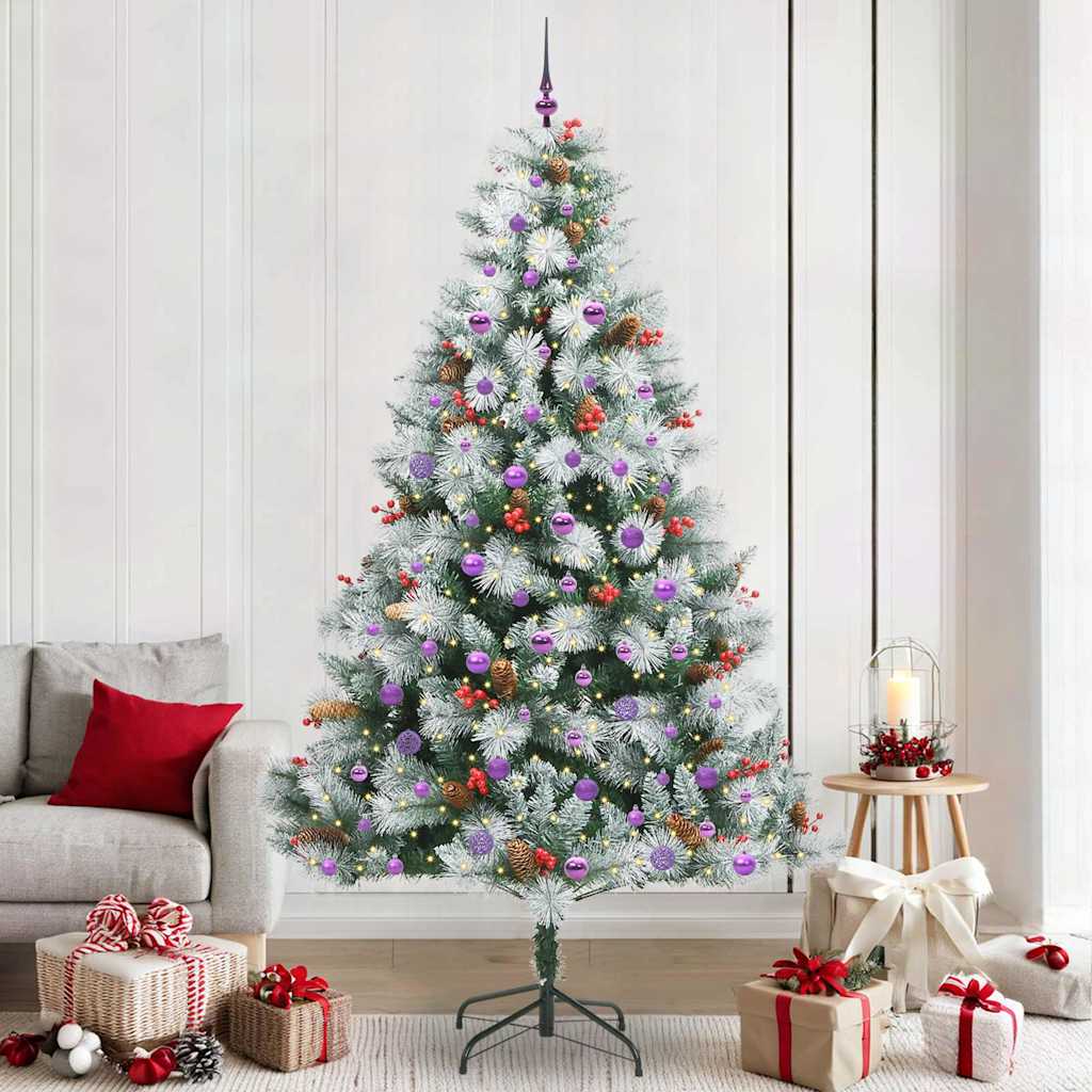 vidaXL Artificial Christmas Tree Green and white 240 cm 1