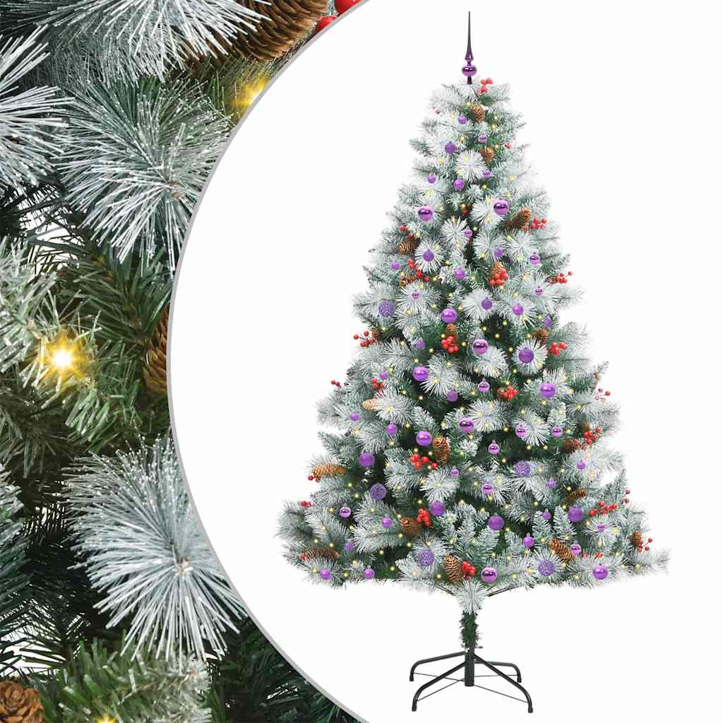vidaXL Artificial Christmas Tree Green and white 240 cm 2