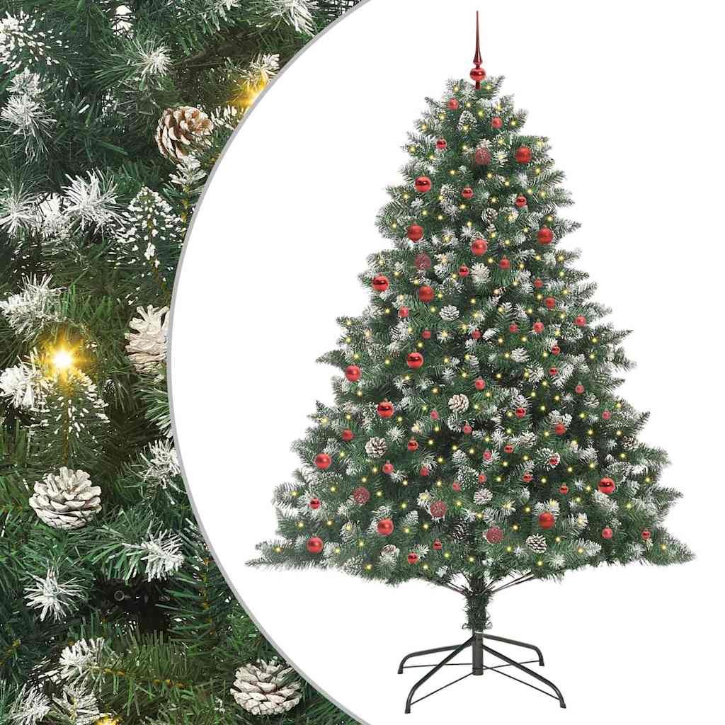 Artificial Christmas Tree with 300 LEDs with Stand Green 210 cm with LEDs&red balls