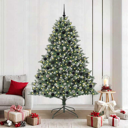 Artificial Christmas Tree with 300 LEDs with Stand Green 210 cm with LEDs&black balls