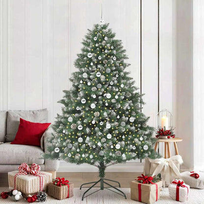 Artificial Christmas Tree with 300 LEDs with Stand Green 210 cm with LEDs&silver balls