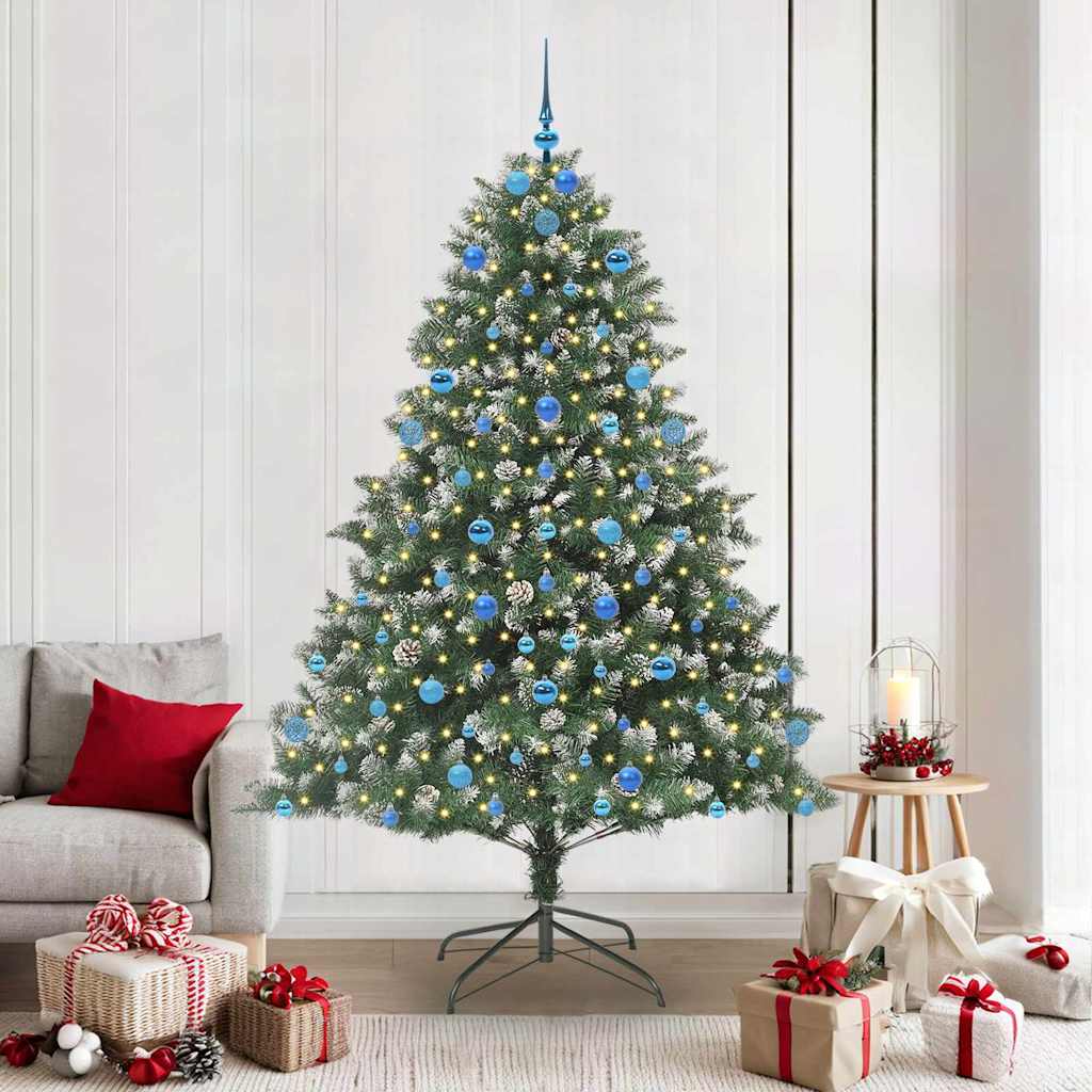 Artificial Christmas Tree with 300 LEDs with Stand Green 210 cm with LEDs&blue balls