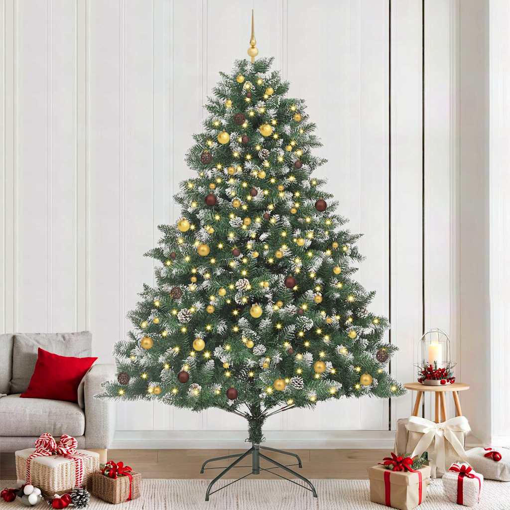 vidaXL Artificial Christmas Tree with 300 LEDs with Stand Green 240 cm 1