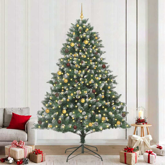 vidaXL Artificial Christmas Tree with 300 LEDs with Stand Green 240 cm 1
