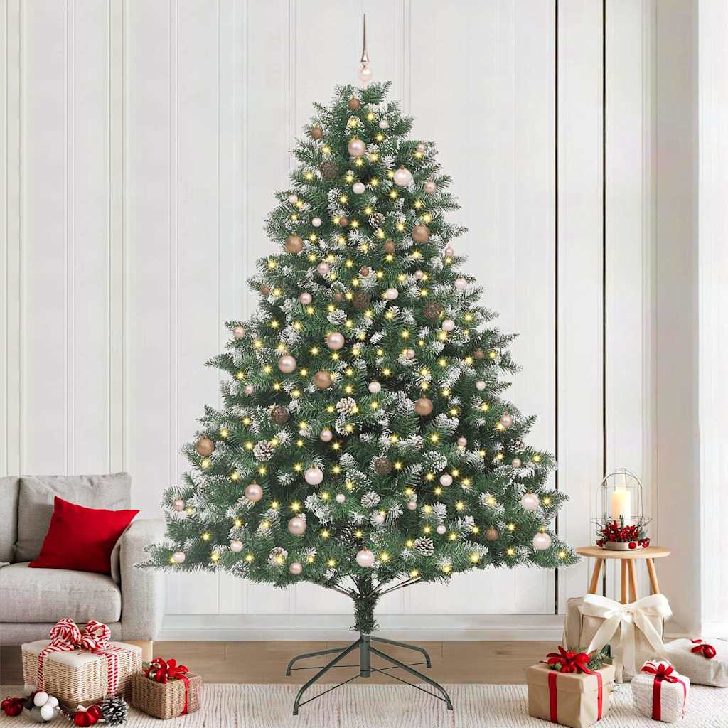vidaXL Artificial Christmas Tree with 300 LEDs with Stand Green 240 cm 1