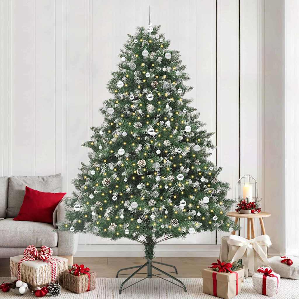 Artificial Christmas Tree Green 240 cm with LEDs&silver balls