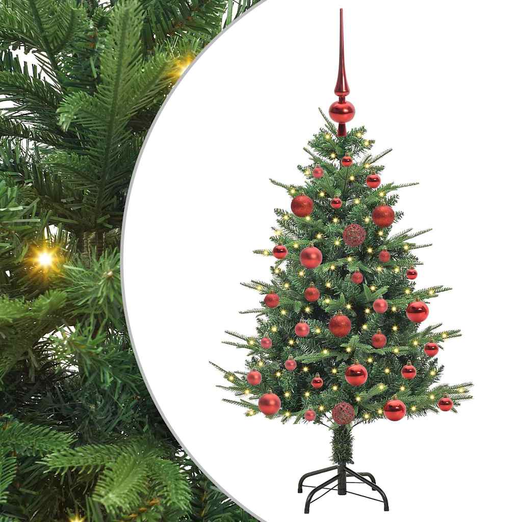 Artificial Pre-lit Christmas Tree with Ball Set 120 cm Green with 150 LEDs &61 red balls