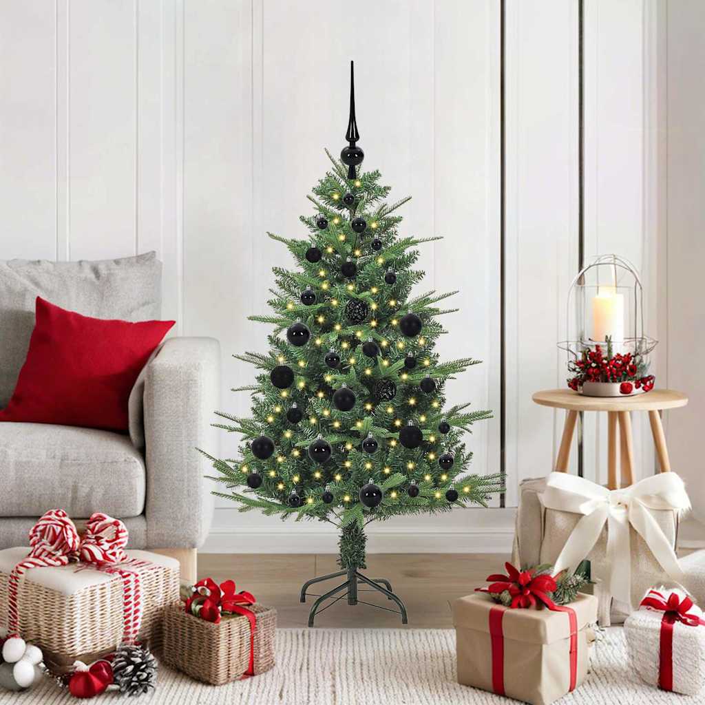 Artificial Pre-lit Christmas Tree with Ball Set 120 cm Green with 150 LEDs &61 black balls
