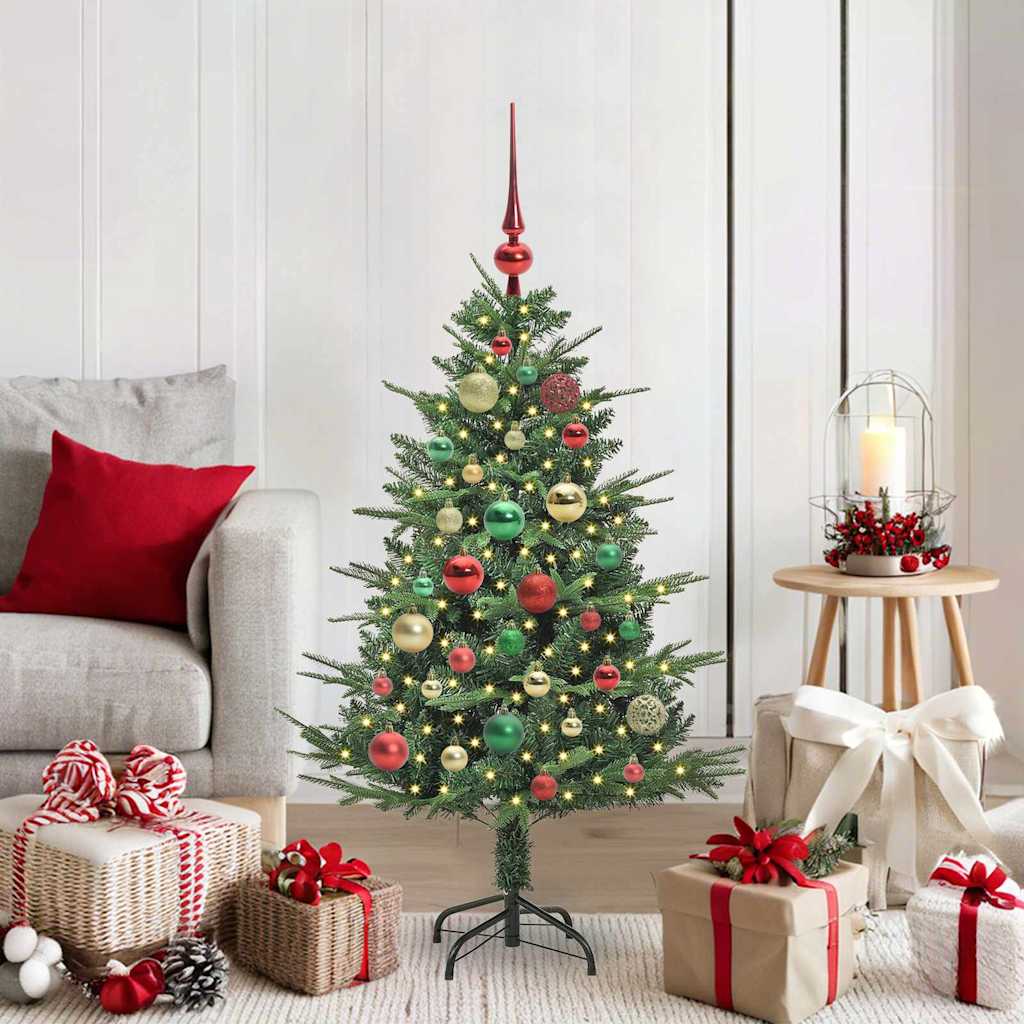 Artificial Pre-lit Christmas Tree with Ball Set 120 cm Green with 150 LEDs &61 multicolour balls