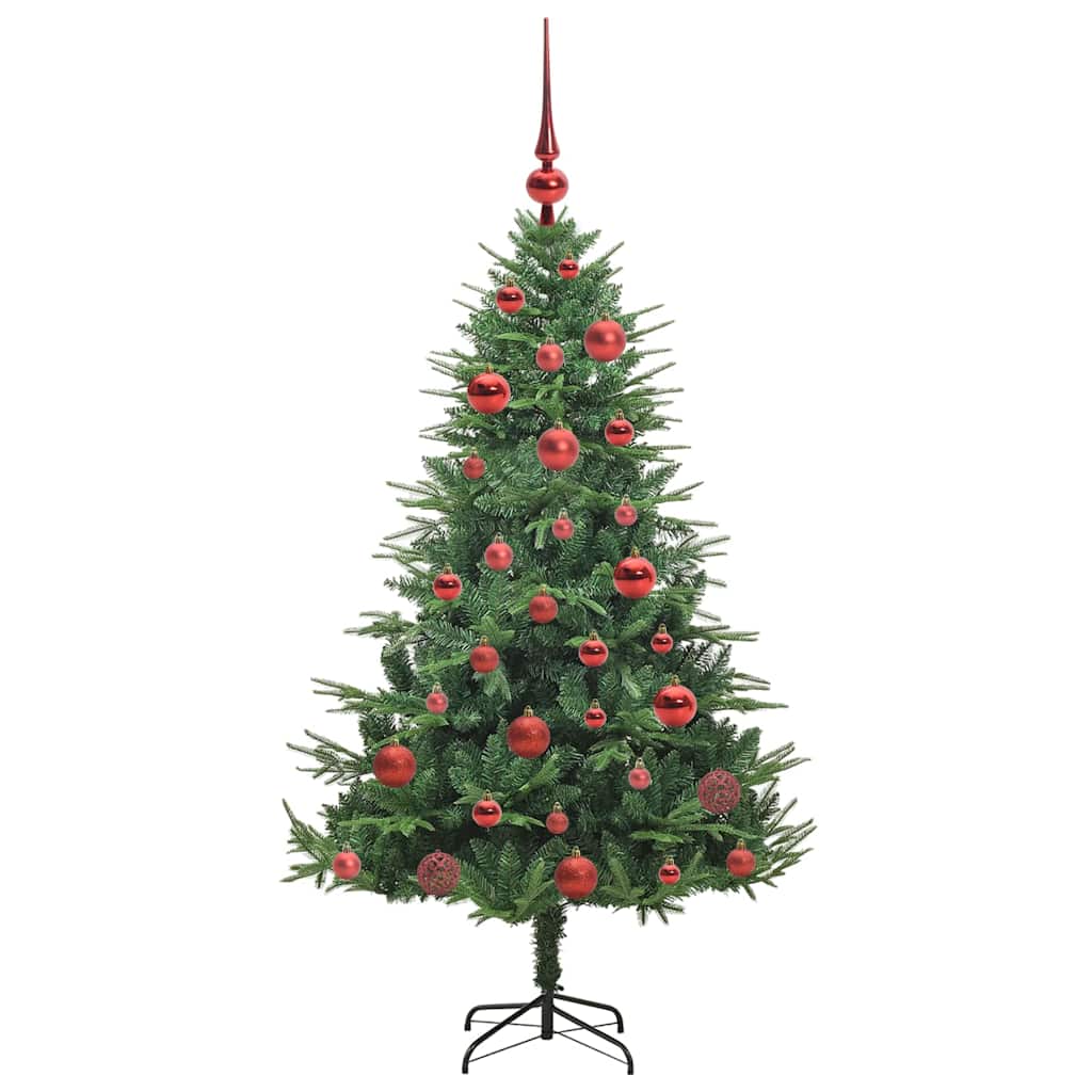 Artificial Pre-lit Christmas Tree with Ball Set 150 cm Green with 150 LEDs &61 red balls