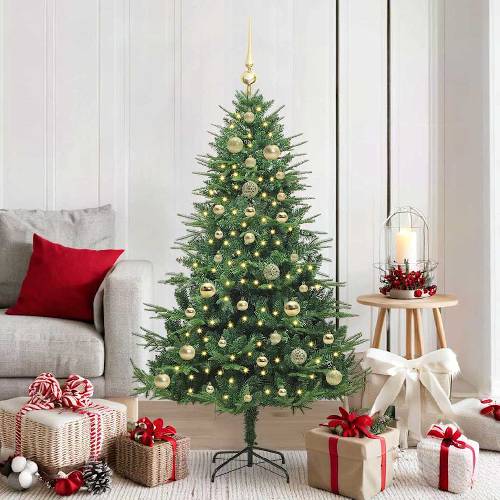 Artificial Pre-lit Christmas Tree with Ball Set 150 cm Green with 150 LEDs &61 golden balls