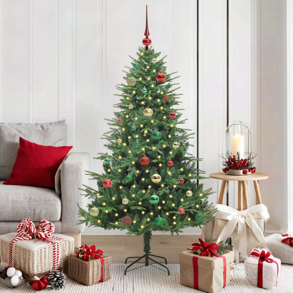 Artificial Pre-lit Christmas Tree with Ball Set 150 cm Green with 150 LEDs &61 multicolour balls